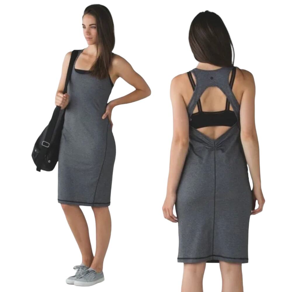 Lululemon Micro Stripe Black White Vitasea Go For It Cutout Dress